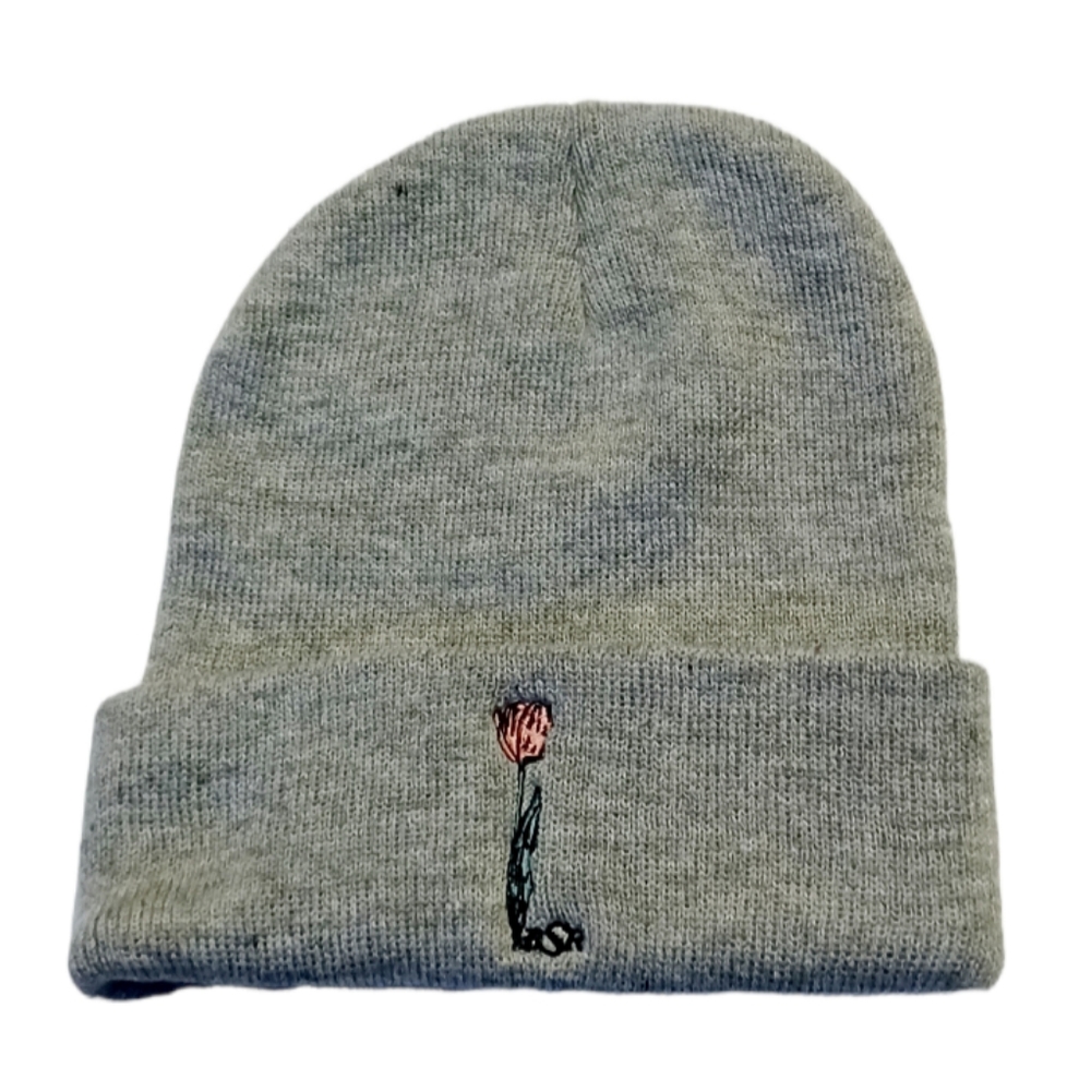 BSR by Samii Ryan Gray Be Mine Forever Flower Beanie NWOT